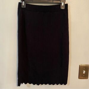 Catherine Malandrino black ribbed scalloped pencil skirt size smal